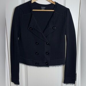 Club Monaco Black Double-Breasted Knit Sweater Blazer Size Small